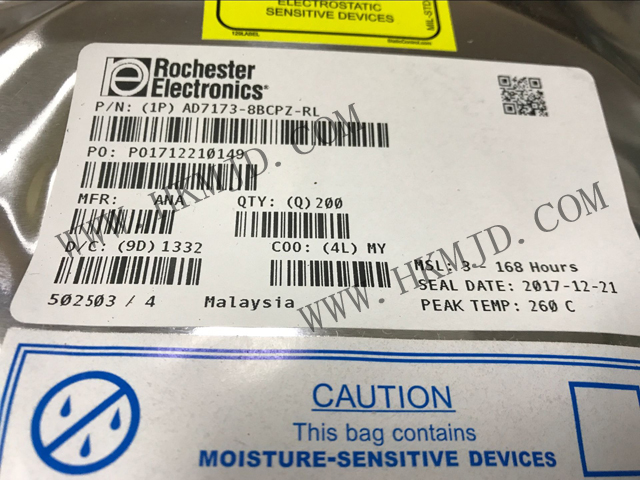 AD7173-8BCPZ：8/16通道、31.25kSPS、24位Σ-Δ型ADC