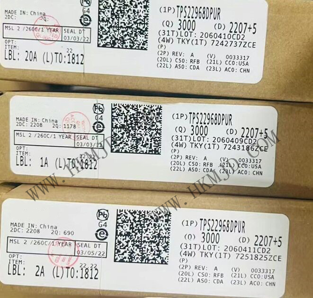 供應(yīng) TI TPS22968DPUR 雙通道超低電阻負(fù)載開關(guān)，帶受控導(dǎo)通功能