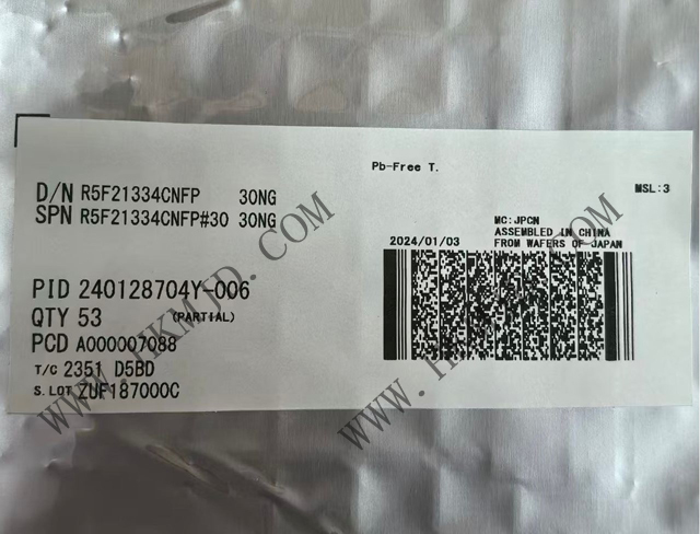 瑞薩電子【MCU芯片】R5F21334CNFP 16位微控制器，采用R8C CPU內(nèi)核